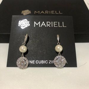 Mariell bridal evening earrings crystal and pearl